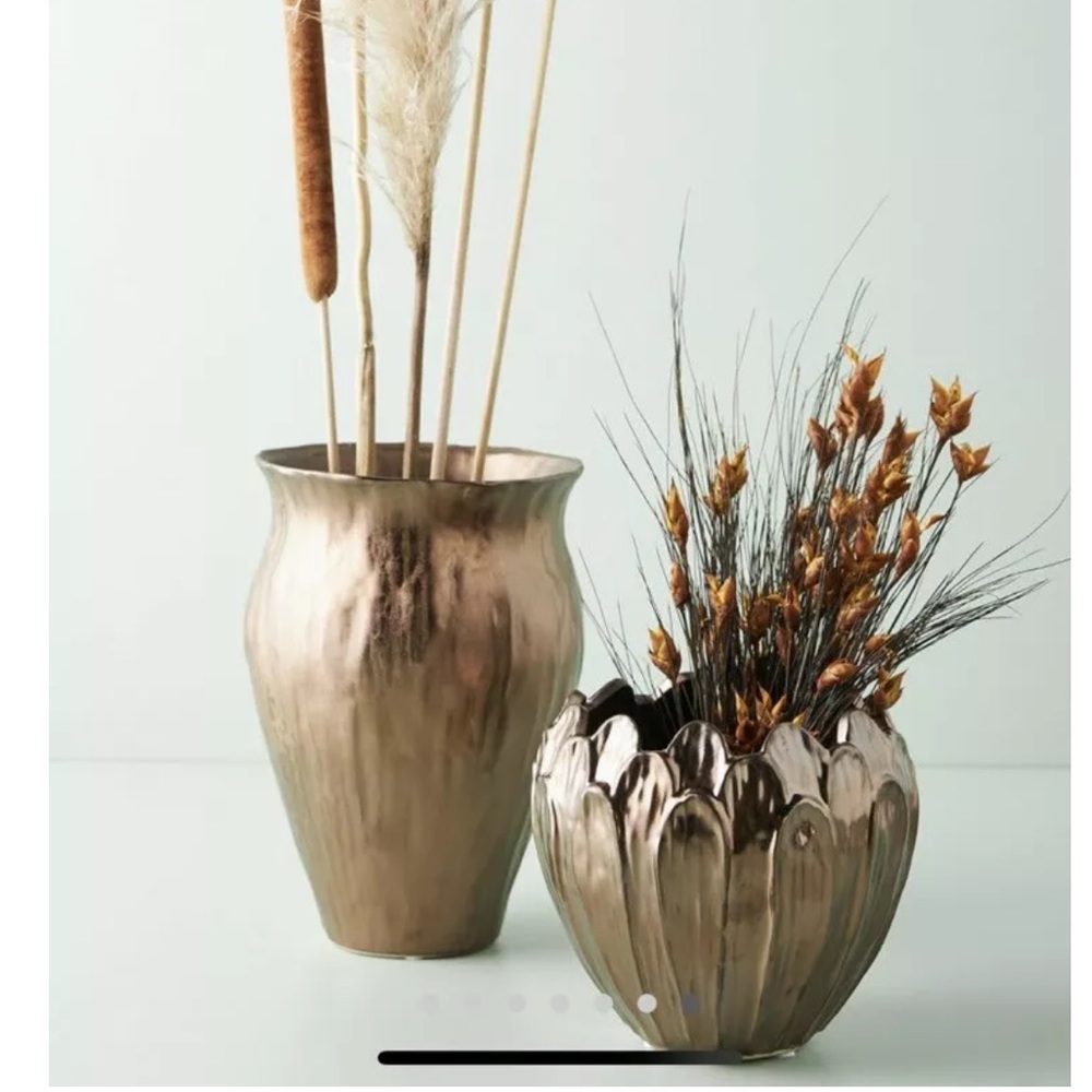 NWT Anthropologie Delancey tall brown gold vase